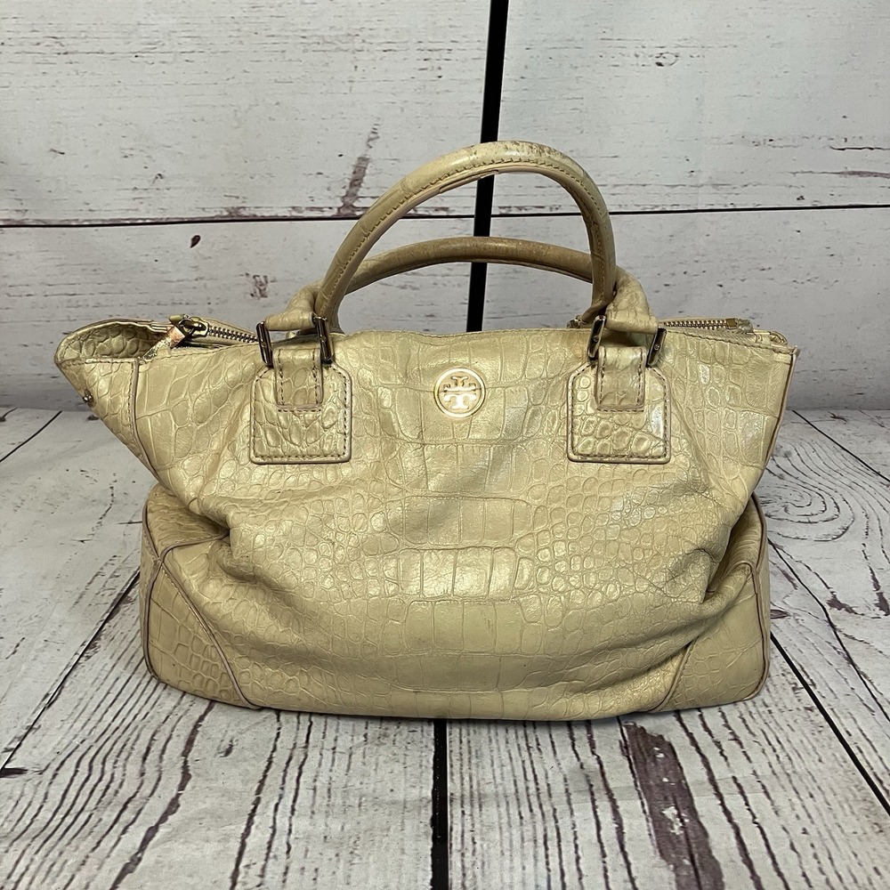 Tory Burch‎ 2way Shoulder Strap Bag Leather Croc Cream Embossed